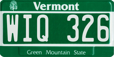 VT license plate WIQ326