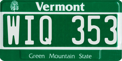 VT license plate WIQ353