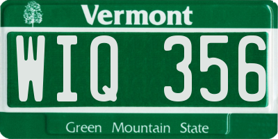 VT license plate WIQ356
