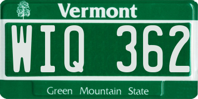 VT license plate WIQ362