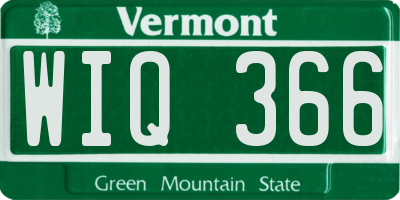 VT license plate WIQ366