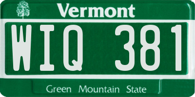 VT license plate WIQ381
