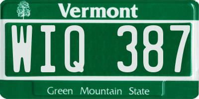 VT license plate WIQ387