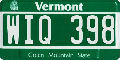 VT license plate WIQ398