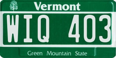 VT license plate WIQ403