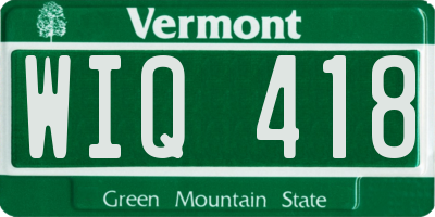 VT license plate WIQ418