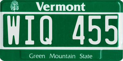 VT license plate WIQ455