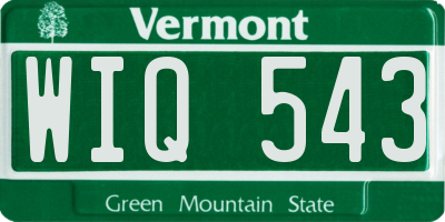 VT license plate WIQ543