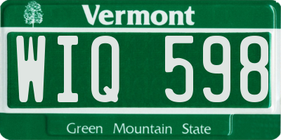 VT license plate WIQ598