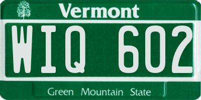 VT license plate WIQ602