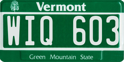 VT license plate WIQ603