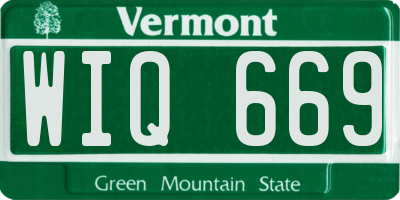 VT license plate WIQ669