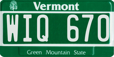 VT license plate WIQ670