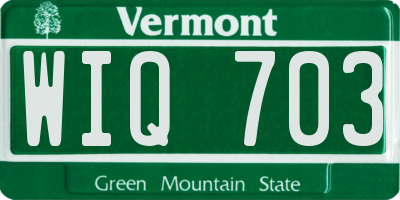 VT license plate WIQ703