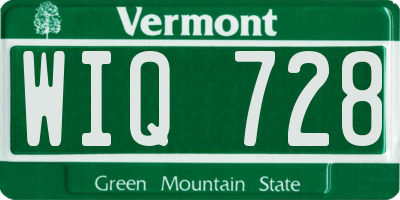 VT license plate WIQ728