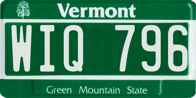 VT license plate WIQ796