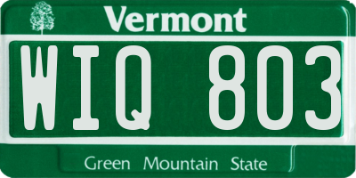 VT license plate WIQ803