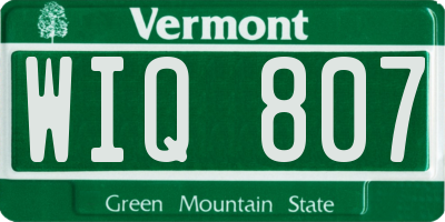 VT license plate WIQ807