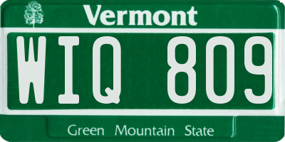 VT license plate WIQ809