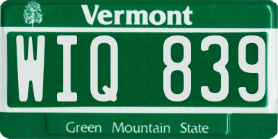 VT license plate WIQ839