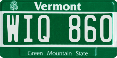 VT license plate WIQ860