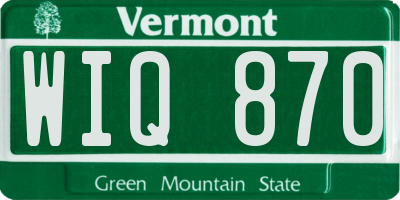 VT license plate WIQ870