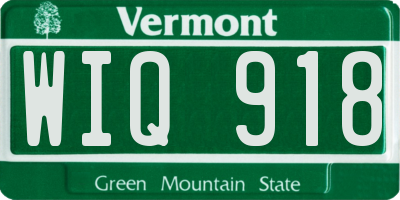 VT license plate WIQ918
