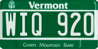 VT license plate WIQ920
