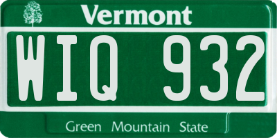 VT license plate WIQ932