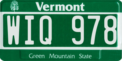 VT license plate WIQ978