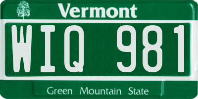 VT license plate WIQ981