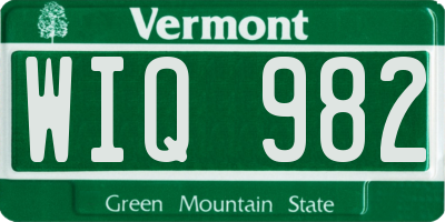 VT license plate WIQ982