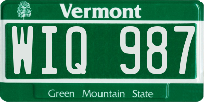 VT license plate WIQ987
