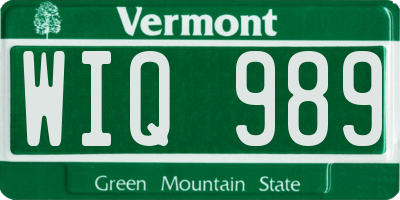 VT license plate WIQ989