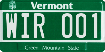 VT license plate WIR001