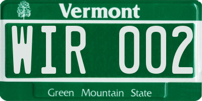 VT license plate WIR002
