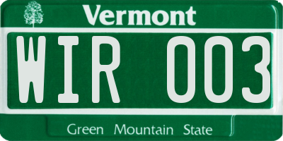 VT license plate WIR003