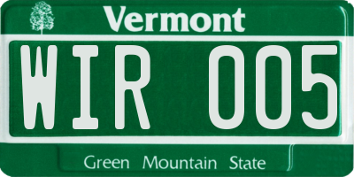 VT license plate WIR005