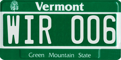 VT license plate WIR006