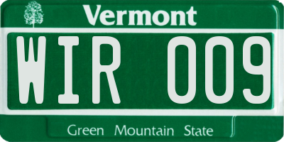 VT license plate WIR009