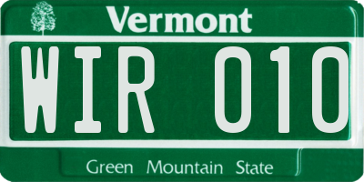 VT license plate WIR010