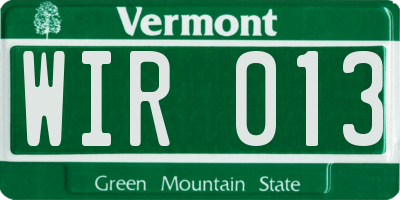 VT license plate WIR013