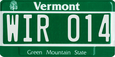 VT license plate WIR014