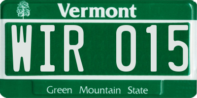 VT license plate WIR015