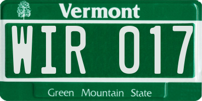 VT license plate WIR017