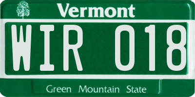 VT license plate WIR018