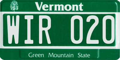 VT license plate WIR020