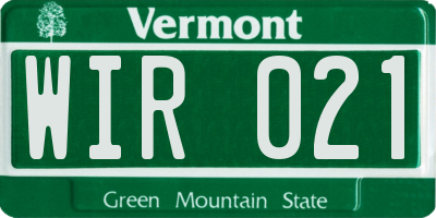 VT license plate WIR021