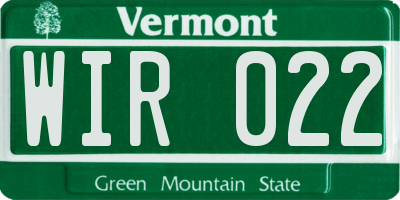 VT license plate WIR022
