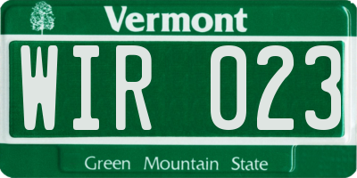 VT license plate WIR023